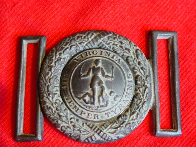 Vtg CS Civil War 2 Pc Brass Belt Buckle Military Enactor Reproduction –